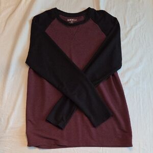 Orvis Men's Burgundy and Black Crewneck Raglan Sweater